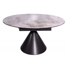 Fernando 85cm-135cm Ceramic Swivel Extending Dining Table (Gloss Light Grey)