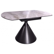 Fernando 85cm-135cm Ceramic Swivel Extending Dining Table (Gloss Light Grey)
