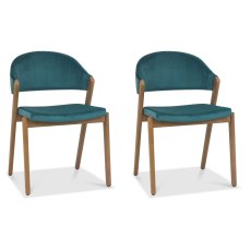 Pair of Regent Rustic Oak Dining Chairs (Azure Velvet) by Bentley Designs Pair of Regent Rustic Oak Dining Chairs (Azure Velvet) by Bentley Designs