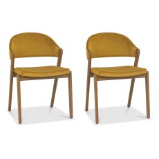 Pair of Regent Rustic Oak Dining Chairs (Mustard Velvet) by Bentley Designs Pair of Regent Rustic Oak Dining Chairs (Mustard Velvet) by Bentley Designs