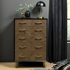 Sienna Fumed Oak & Peppercorn 5 Drawer Chest by Bentley Designs Sienna Fumed Oak & Peppercorn 5 Drawer Chest by Bentley Designs