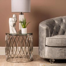 Willow Chrome Metal and Glass End Table