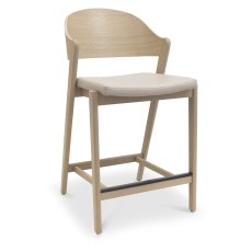 Luma Scandi Oak Bar Stool - Ivory Bonded Leather Luma Scandi Oak Bar Stool - Ivory Bonded Leather