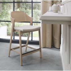Luma Scandi Oak Bar Stool - Ivory Bonded Leather Luma Scandi Oak Bar Stool - Ivory Bonded Leather