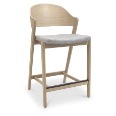 Luma Scandi Oak Bar Stool - Grey Fabric Luma Scandi Oak Bar Stool - Grey Fabric