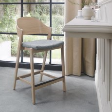 Luma Scandi Oak Bar Stool - Grey Fabric Luma Scandi Oak Bar Stool - Grey Fabric