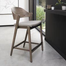 Luma Grey Oiled Oak Bar Stool - Grey Bonded Leather Luma Grey Oiled Oak Bar Stool - Grey Bonded Leather