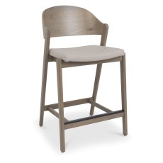 Luma Grey Oiled Oak Bar Stool - Grey Bonded Leather Luma Grey Oiled Oak Bar Stool - Grey Bonded Leather