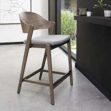 Luma Grey Oiled Oak Bar Stool - Grey Fabric Luma Grey Oiled Oak Bar Stool - Grey Fabric