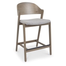 Luma Grey Oiled Oak Bar Stool - Grey Fabric Luma Grey Oiled Oak Bar Stool - Grey Fabric