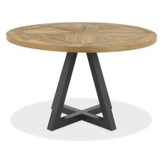 Indus Rustic Oak 4 Seater Circular Table & 4 Indus Cantilever Chairs Set by Bentley Designs Indus Rustic Oak 4 Seater Circular Table & 4 Indus Cantilever Chairs Set by Bentley Designs