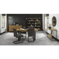 Indus Rustic Oak 4-6 Seater Table & 4 Indus Cantilever Chairs Set by Bentley Designs Indus Rustic Oak 4-6 Seater Table & 4 Indus Cantilever Chairs Set by Bentley Designs