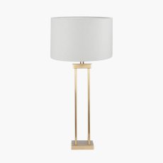 Satin Brass Metal Column Table Lamp With Lino 45cms Lampshade Satin Brass Metal Column Table Lamp With Lino 45cms Lampshade
