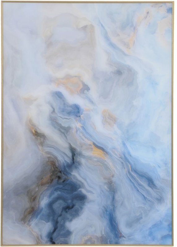 Blue and Gold Marble Effect Glass Wall Art by Libra