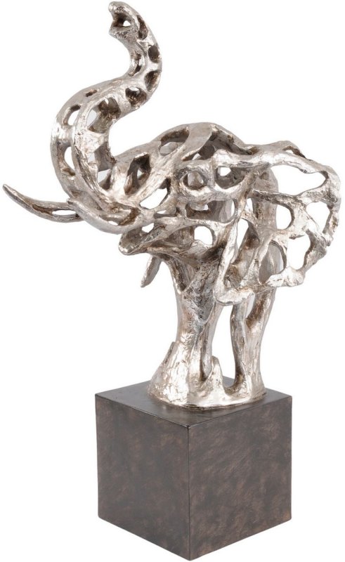Addo Abstract Elephant Head Sculpture in Silver Resin by Libra