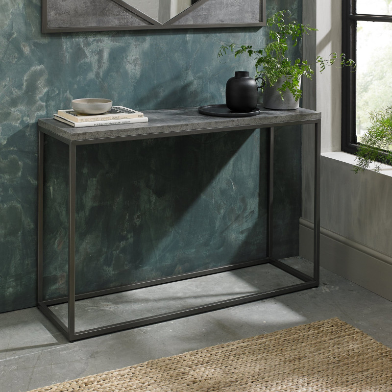 Renzo Zinc & Dark Grey Console Table by Bentley Designs