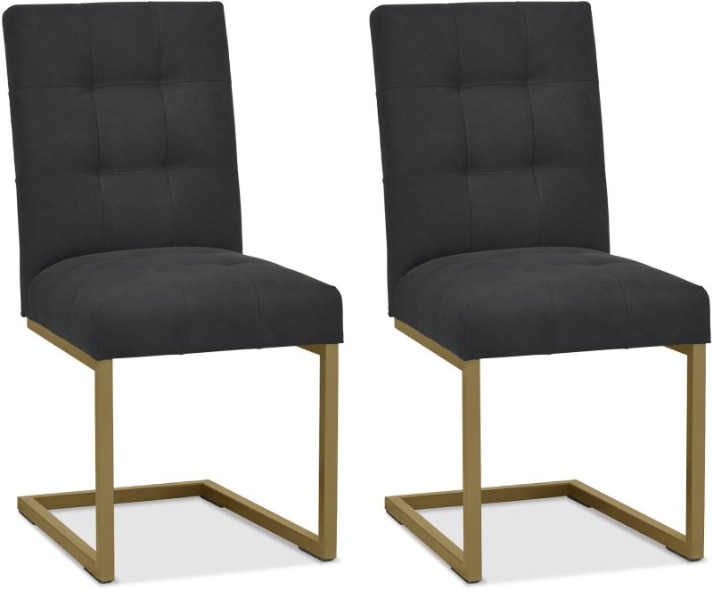 Pair of Athens Upholstered Cantilever Dining Chairs (Black Fabric) by Bentley Designs