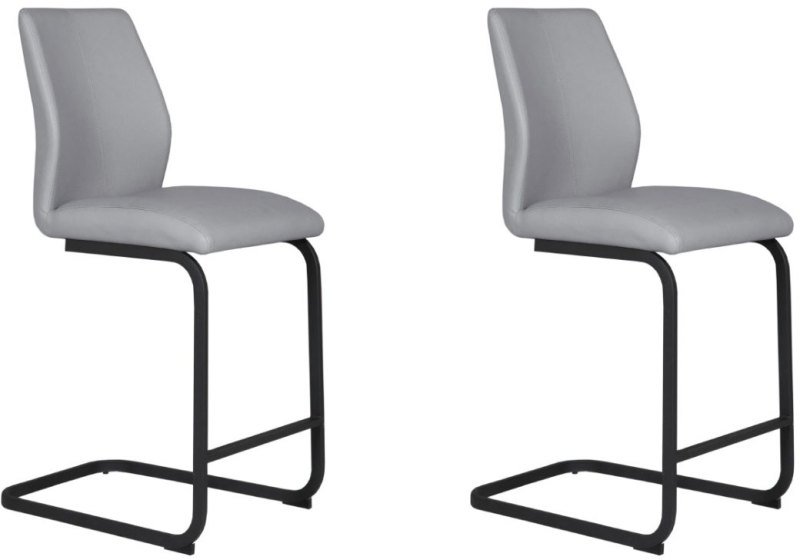 Pair of Vista Counter Stools (Grey Faux Leather)