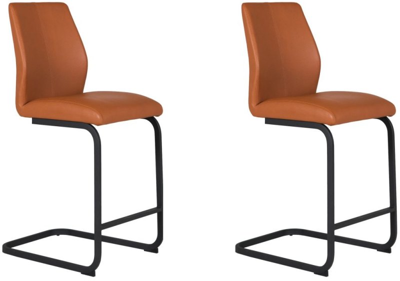 Pair of Vista Counter Stools (Tan Faux Leather)