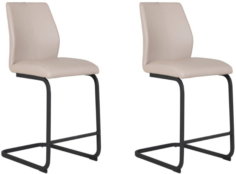 Pair of Vista Counter Stools (Taupe Faux Leather)