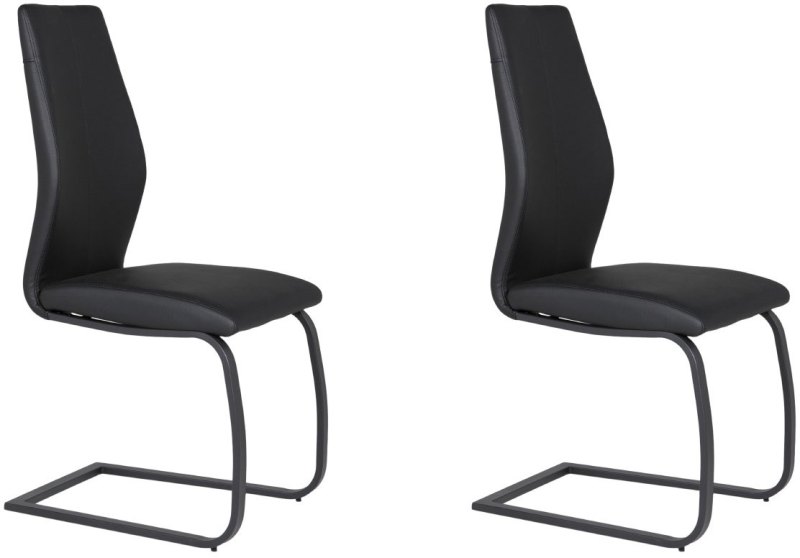 Pair of Vista Dining Chairs (Black Faux Leather)