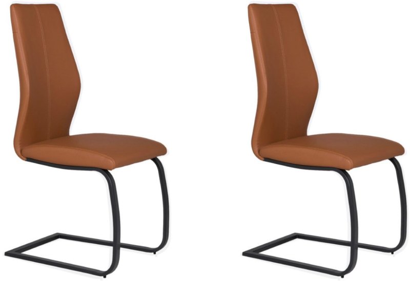 Pair of Vista Dining Chairs (Tan Faux Leather)