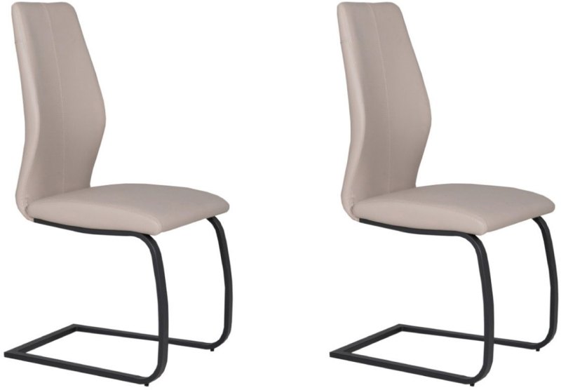 Pair of Vista Dining Chairs (Taupe Faux Leather)