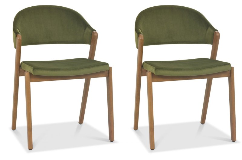 Regent Rustic Oak Dining Chairs (Cedar Velvet) by Bentley Designs