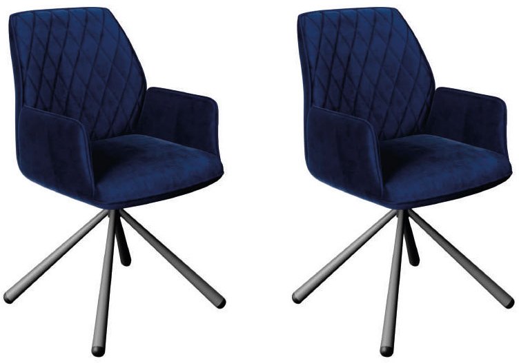 Javier Blue Velvet Swivel Dining Chairs (Set of 2) Javier Blue Velvet Swivel Dining Chairs (Set of 2)