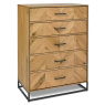 Riva Rustic Oak 5 Drawer Tall Chest by Bentley Designs