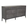 Leotta 7 Drawer Wide Chest (Ebony) - Ribbed Top Drawers - by Vida Living