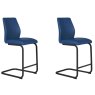 Pair of Vista Counter Stools (Blue Faux Leather)