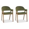 Pair of Regent Rustic Oak Dining Armchairs (Cedar Velvet) by Bentley Designs
